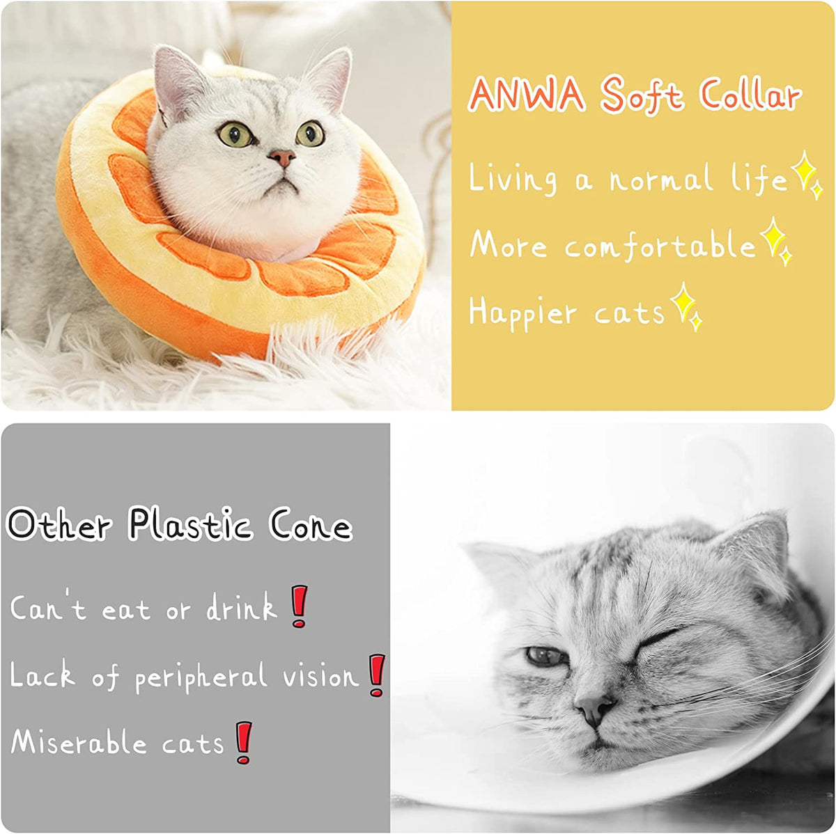 Adjustable Cat Cone Collar Soft, Cute Cat Recovery Collar, Cat Cones after Surgery for Kittens