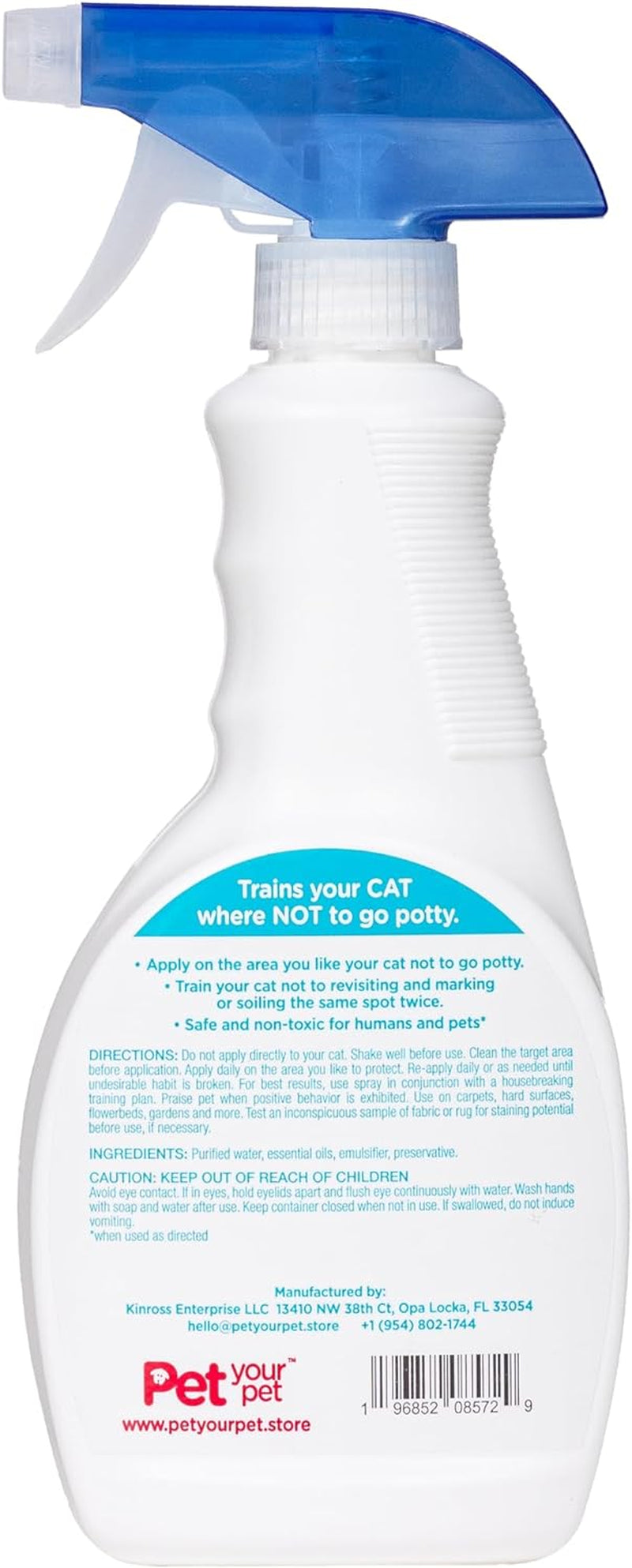 No Pee No Poop Cat Potty Training Spray, 16 Fl Oz – Non-Toxic Cat Spray Deterrent for Urine/Marking/Pooping – Natural Cat Pee Deterrent Spray – Indoor/Outdoor Keep off Cat Spray