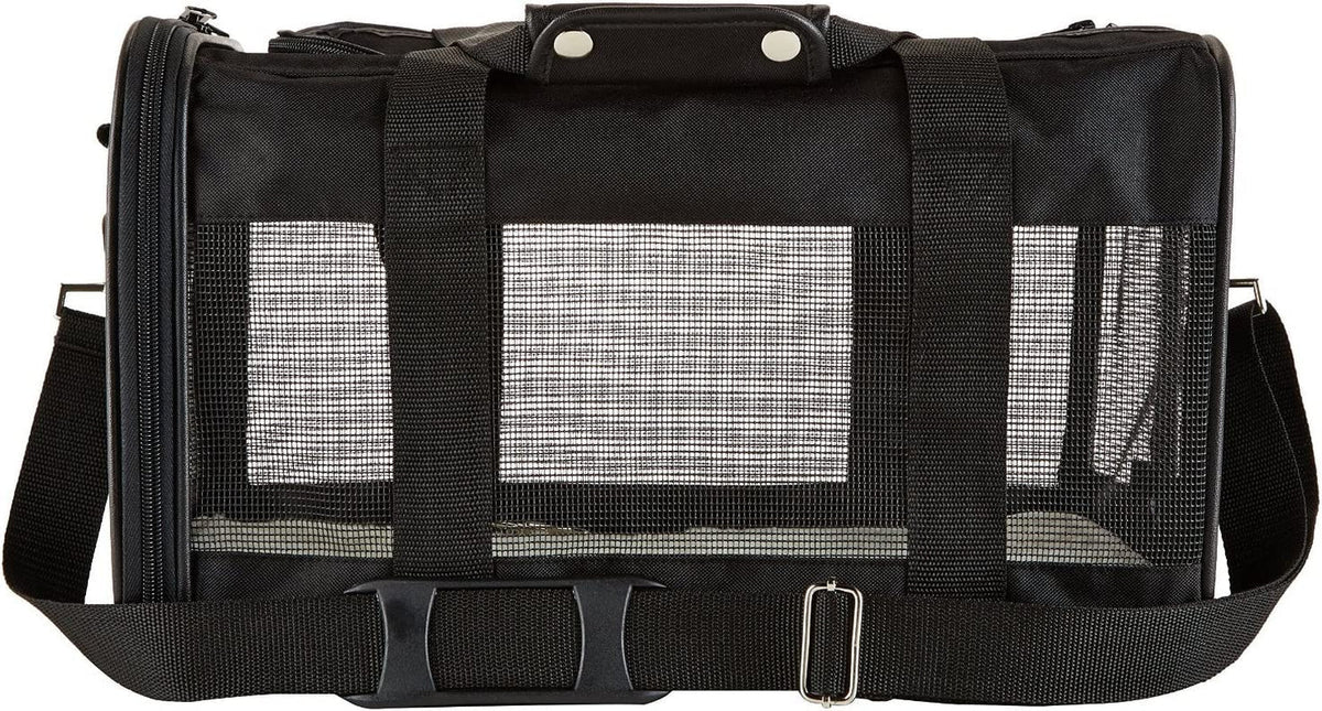 Soft-Sided Mesh Pet Travel Carrier for Dog, Cat, Medium, 16.5" L X 9.4" W X 9.8" H, Black