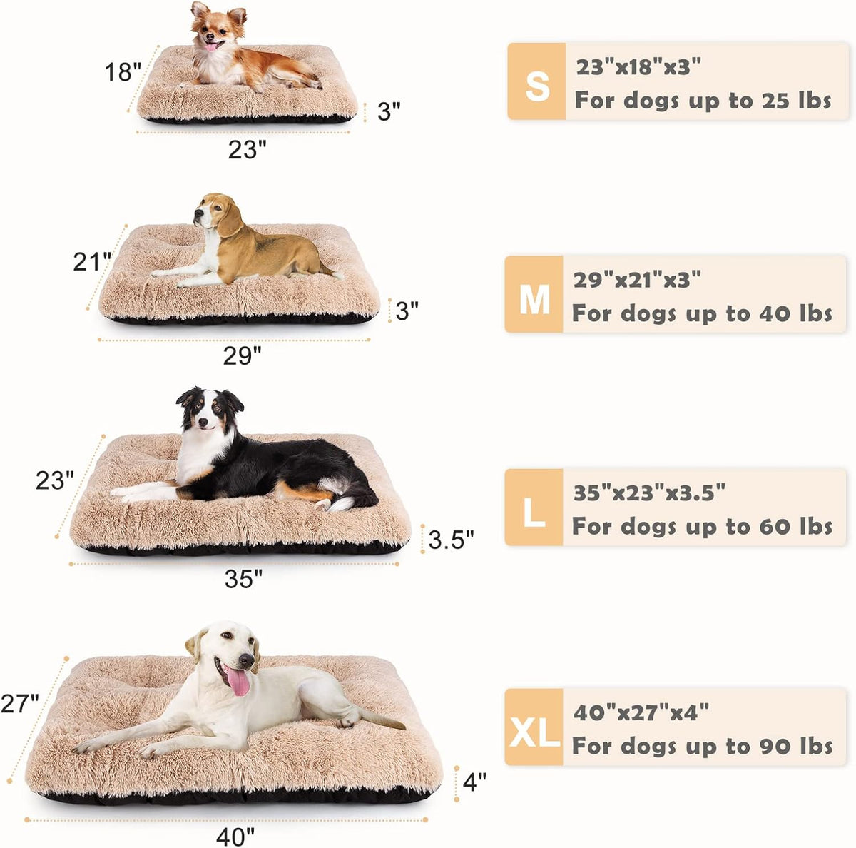 Large Dog Bed Crate Pad, Ultra Soft Calming Dog Crate Bed Washable Anti-Slip Kennel Crate Mat for Extra Large Medium Small Dogs, Dog Mats for Sleeping and anti Anxiety，40" X 27", Beige