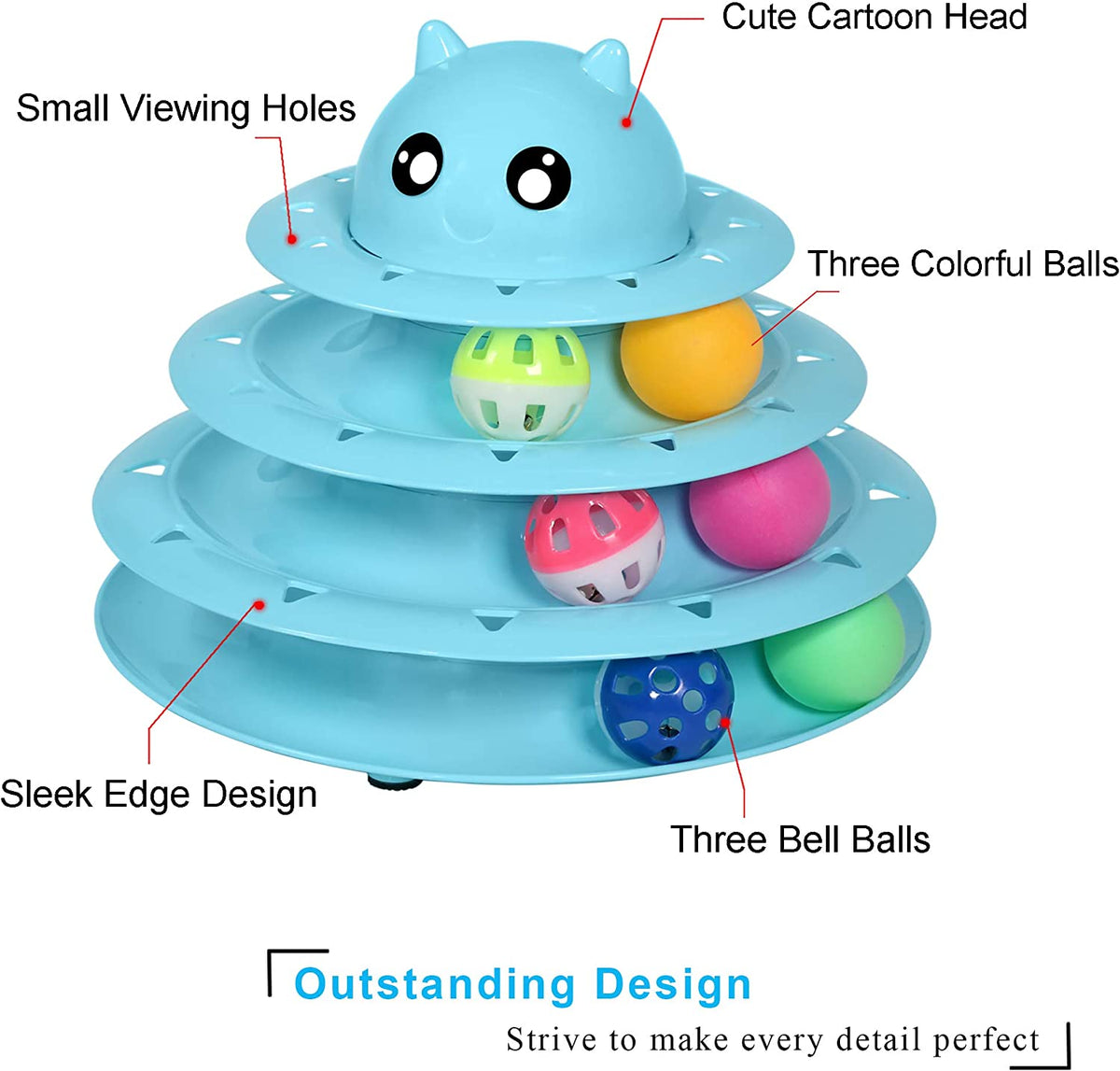 Cat Toy Roller 3-Level Turntable Cat Toys Balls with Six Colorful Balls Interactive Kitten Fun Mental Physical Exercise Puzzle Kitten Toys