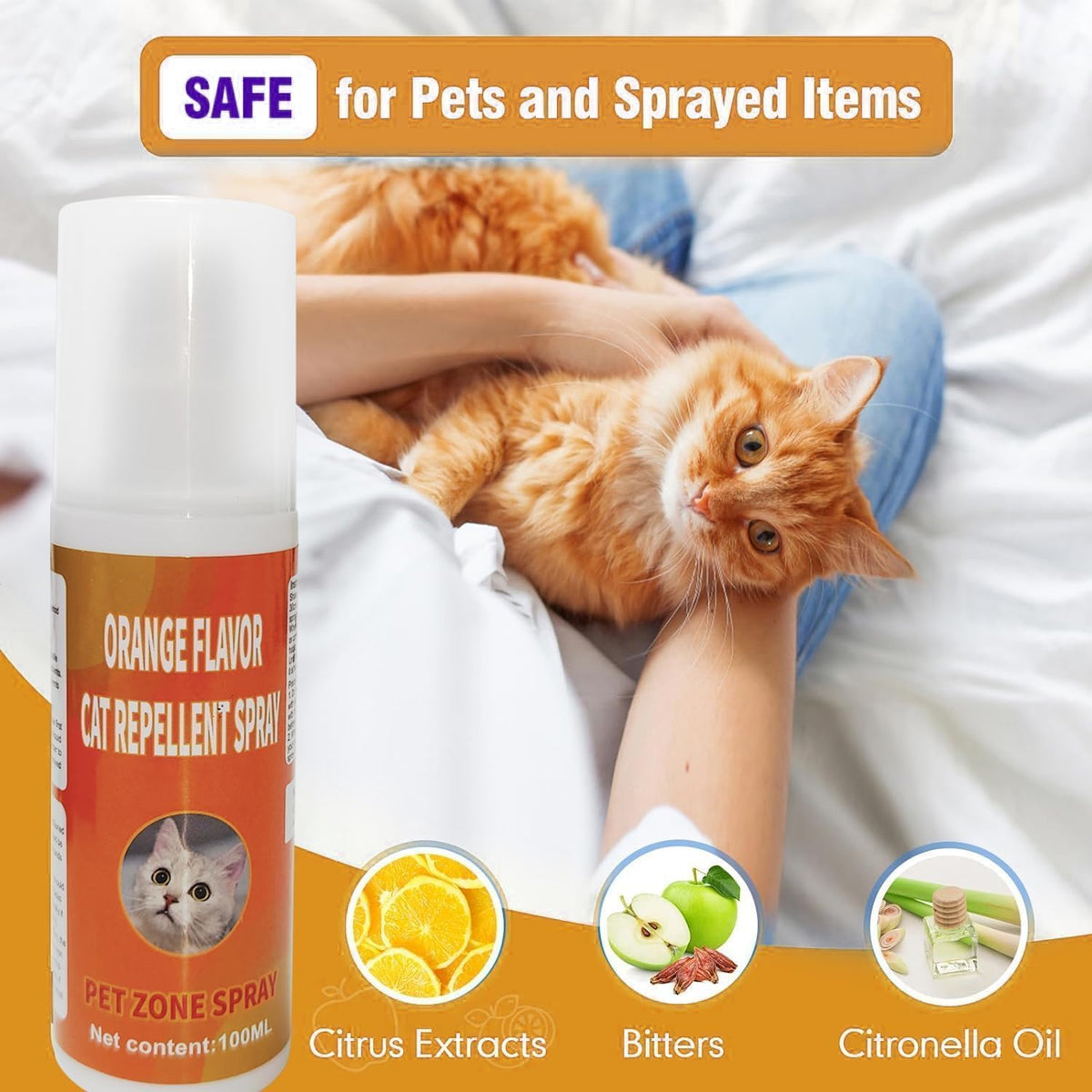 Cat Deterrent Spray, Effective Cat Spray for anti Cats Scratch Furniture, Curtain, Sofa and Plant, Cat Scratch Deterrent Aid for Pet Behavior Training, Indoor & Outdoor (2 Pack *100ML)