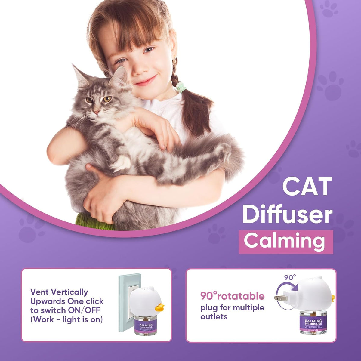 Cat Calming Pheromone Diffuser Effectively Relieve Anxiety Stress Cat Calming Diffuser Comfort for Cats Refill Reduce Fighting Spraying and Scratching Calm Relaxing 48Ml/Bottle Fits All Cats