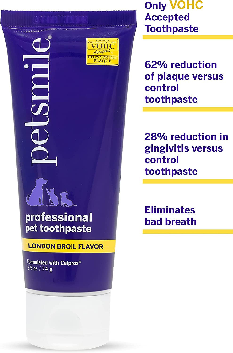 Professional Pet Toothpaste - Cat & Dog Toothpaste for Plaque, Tartar, & Bad Breath - VOHC Accepted Non Enzymatic Dental Care for Cat & Dog Teeth Cleaning (London Broil, 2.5 Oz)