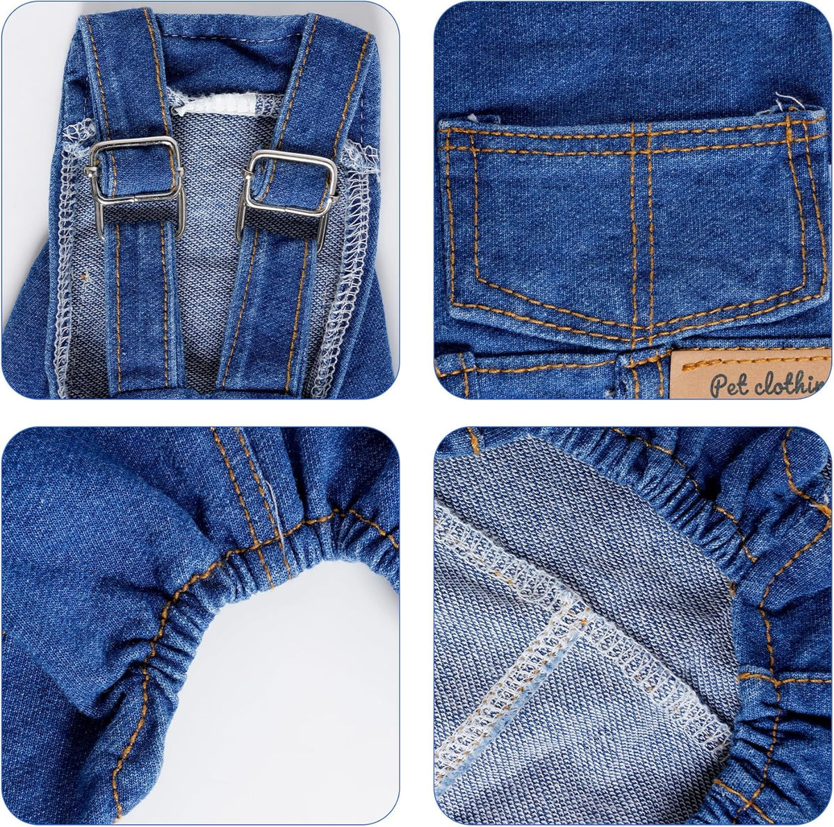 1 Piece of Dog Denim Shirts Puppy Jean Jacket Sling Jumpsuit Costumes Pet Jean Overalls Dog Pants Outfits for Small Puppy Cat Pets (Blue, Large)