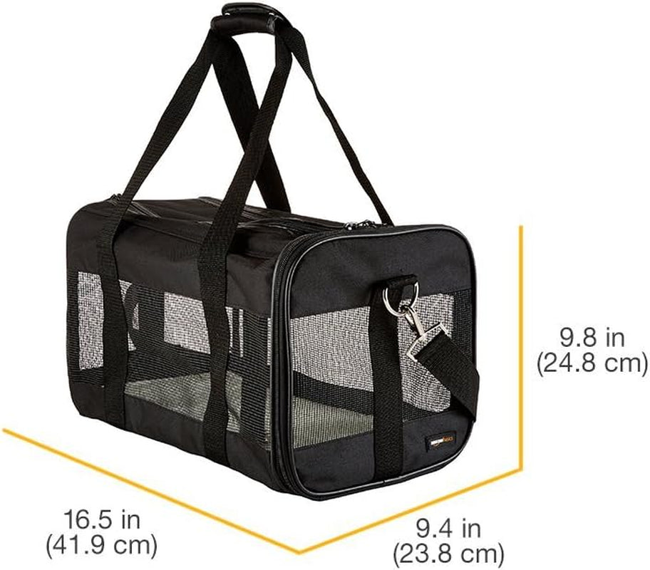 Soft-Sided Mesh Pet Travel Carrier for Dog, Cat, Medium, 16.5" L X 9.4" W X 9.8" H, Black