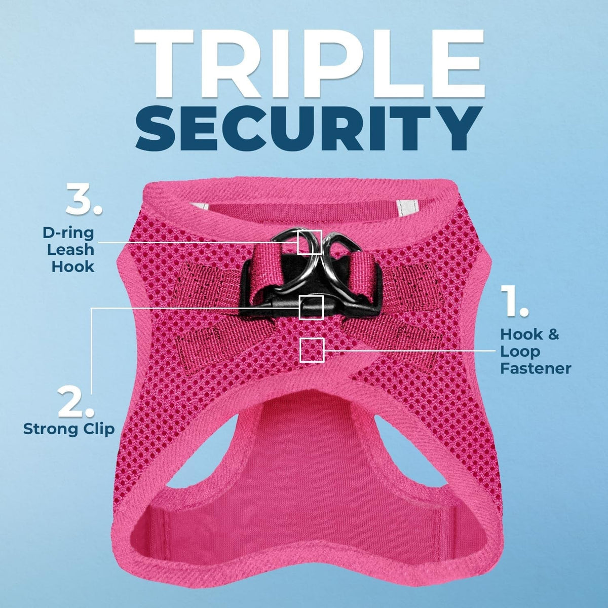 Voyager Step-In Air Dog Harness - All Weather Mesh, Reflective, No Pull Harness for Small, Medium Dogs, Cats - Secure with Hook & Loop Fastener, Buckle, Double D-Rings - Fuchsia, S