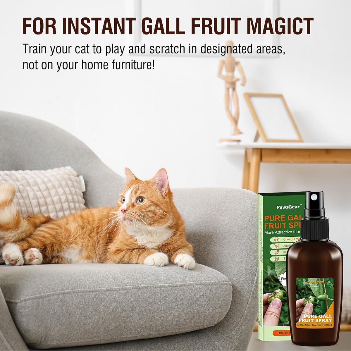 1.68 Fl Oz Silvervine Fruit Spray,Cat Training Spray with Gall Fruit,More Appealing than Catnip Spray,Improve Bad Cat Behavior