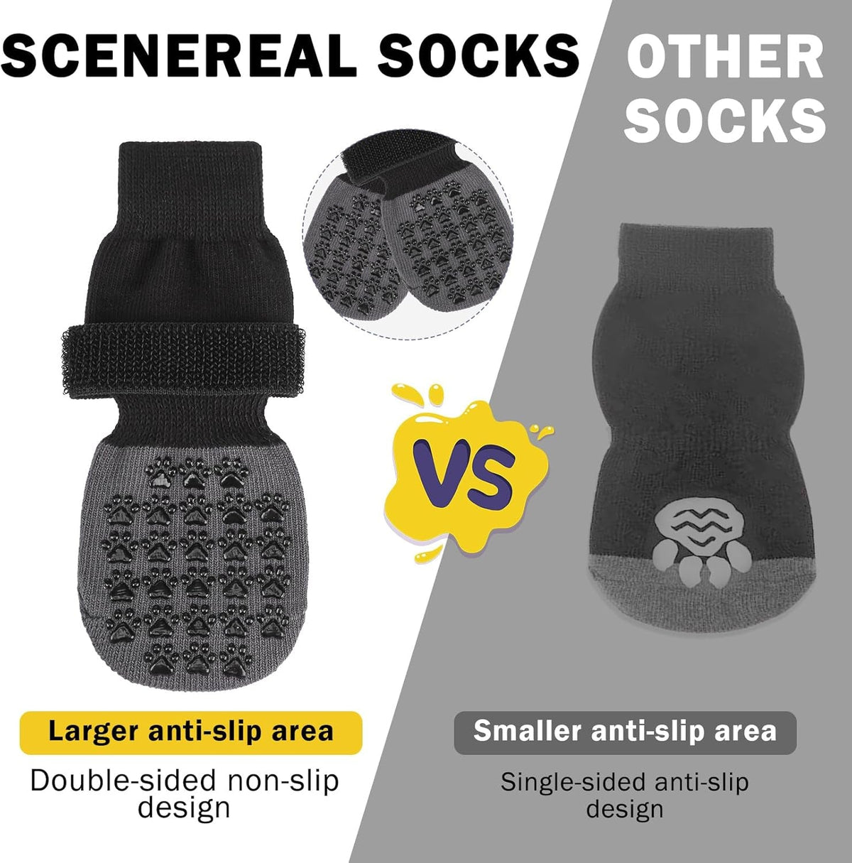 Dog Socks to Prevent Licking Paws for Hardwood Floors anti Slip, Dog Grippy Socks Shoes for Senior Small to Large Dogs, Dog Boots & Paw Protectors for Hot/Cold Scratching Pavement