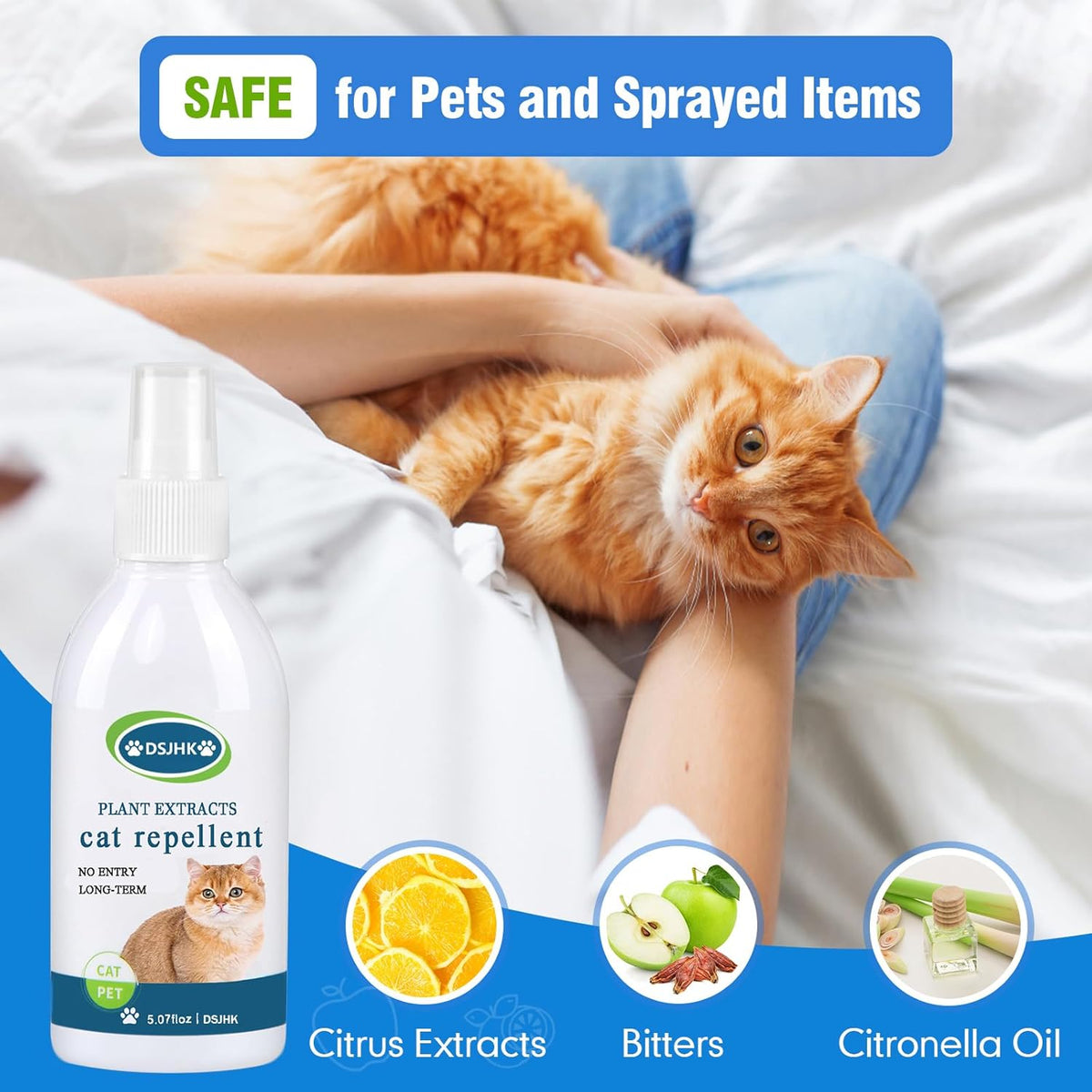 Cat Deterrent Spray Indoor, Cat Repellent Indoor for Cat and Kitten, Cat Scratch Deterrent Training Aid for Furniture, Sofas, Rugs, Curtain, Cat Deterrent Indoor and Outdoor, Protecting Furniture