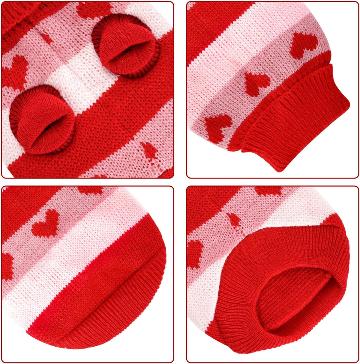 Dog Heart Knitted Sweater Warm Pet Dog Clothes Winter Dog Outfits for Small Puppy Cat Pets (Red, M)