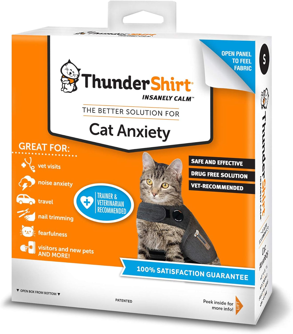 Classic Cat Anxiety Jacket, Heather Gray, Medium (9 to 13 Lbs), THU-009