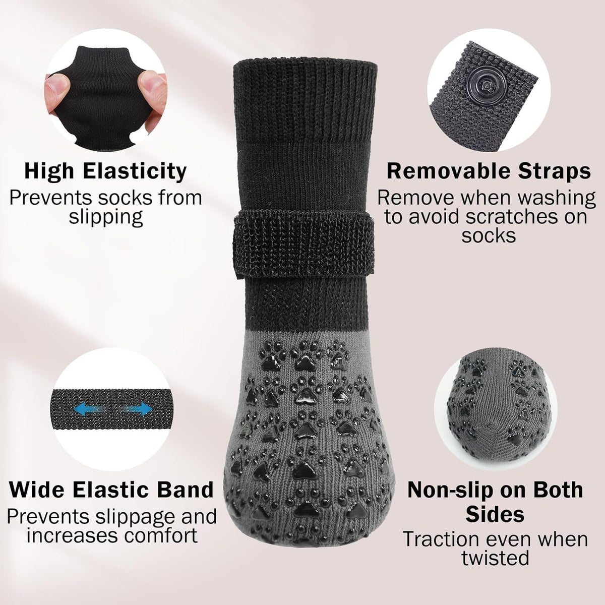 Dog Socks to Prevent Licking Paws for Hardwood Floors anti Slip, Dog Grippy Socks Shoes for Senior Small to Large Dogs, Dog Boots & Paw Protectors for Hot/Cold Scratching Pavement