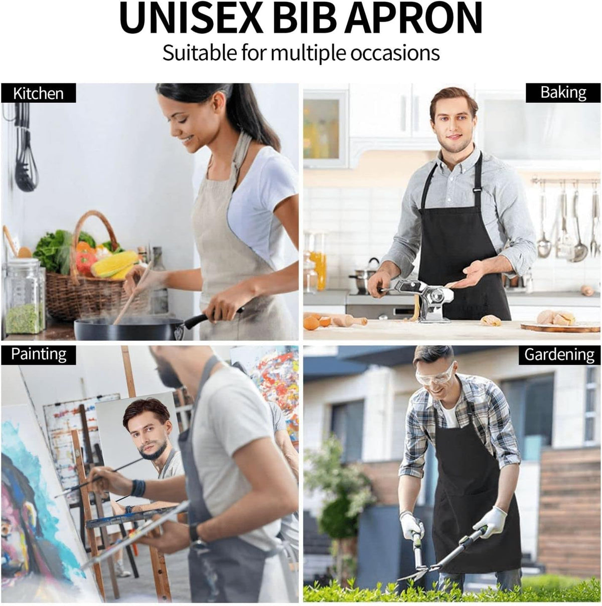 Waterproof Apron with 2 Pockets Kitchen Chef Aprons Bibs for Grooming Cooking Painting Gardening