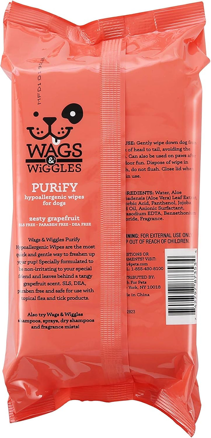 Purify Hypoallergenic Wipes for Dogs Gently Clean & Condition Your Dog'S Coat without a Bath Zesty Grapefruit Scent Your Dog Will Love, (Pack of 1, 100 Count Total)