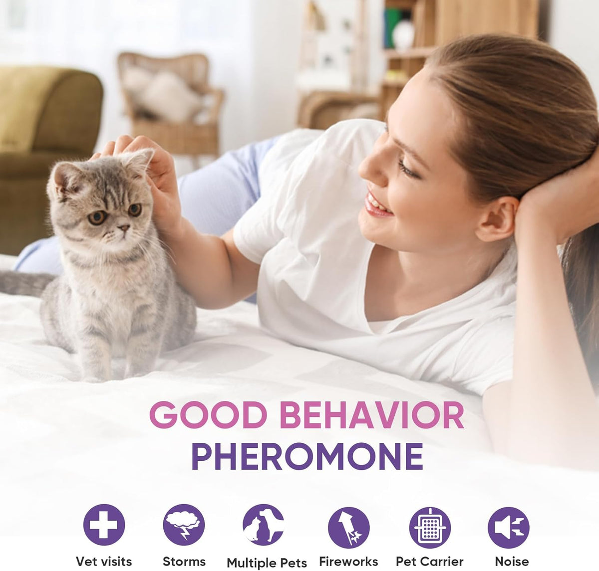 Cat Calming Pheromone Diffuser Effectively Relieve Anxiety Stress Cat Calming Diffuser Comfort for Cats Refill Reduce Fighting Spraying and Scratching Calm Relaxing 48Ml/Bottle Fits All Cats