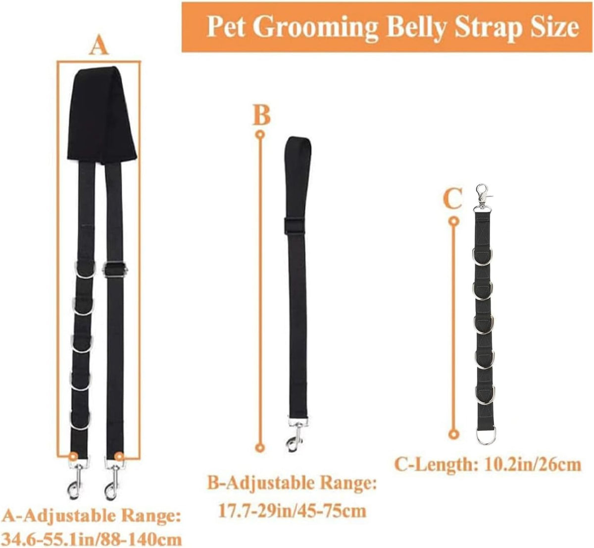 3Pcs Pet Grooming Sling, Stretchable Grooming Harness with D- Rings, for Small Dogs Professional and Home Grooming