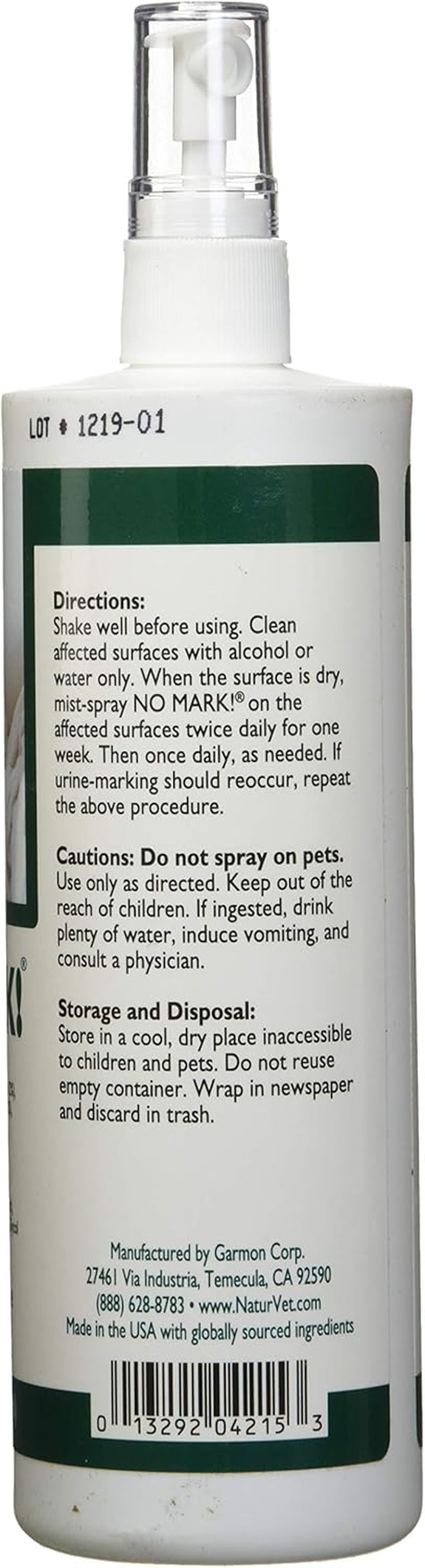 Pet Organics No Mark Cat Spray – Helps Deter Cats from Urine Marking – for Indoor/Outdoor Use, Housetraining – Simulated Pheromones, Mist Sprayer – 16 Fl. Oz.