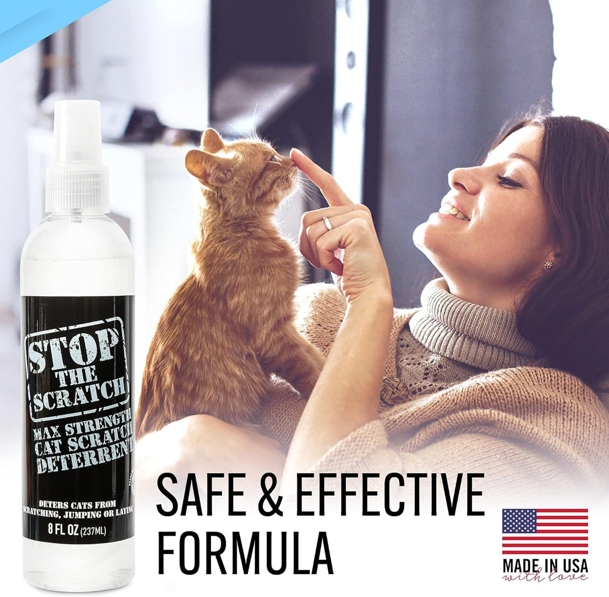 EBPP Stop the Scratch Cat Spray Deterrent for Kittens and Cats - Non-Toxic, Safe for Plants, Furniture, Floors and More Cat Deterrent Spray with Rosemary Oil