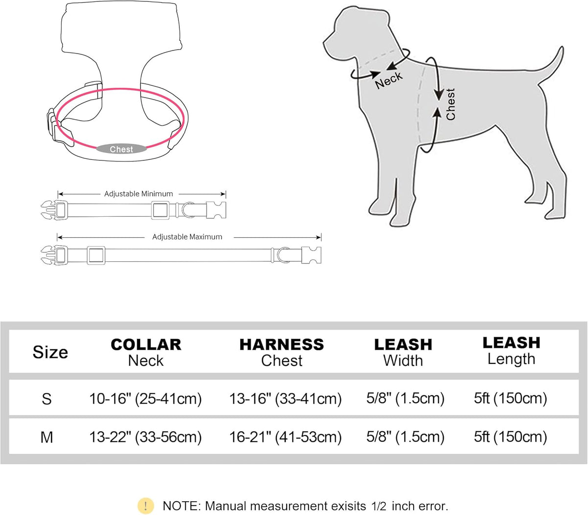 Cute Small Dog Collar Harness & Leash Set, Adjustable Dog Collars and Leashes with Bowtie, Breathable Soft Mesh Padded Dog Vest for Puppies Small Dogs Walking,Pink, S