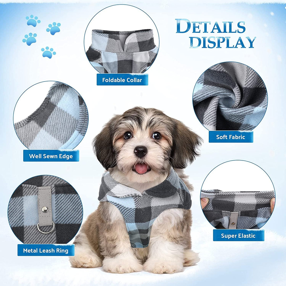 4 Pieces Winter Fabric Dog Sweater with Leash Ring Soft Fleece Vest Dog Clothes Plaid Camouflage Warm Puppy Jacket Pullover Clothes for Small Dogs Cat Puppy Chihuahua(M)