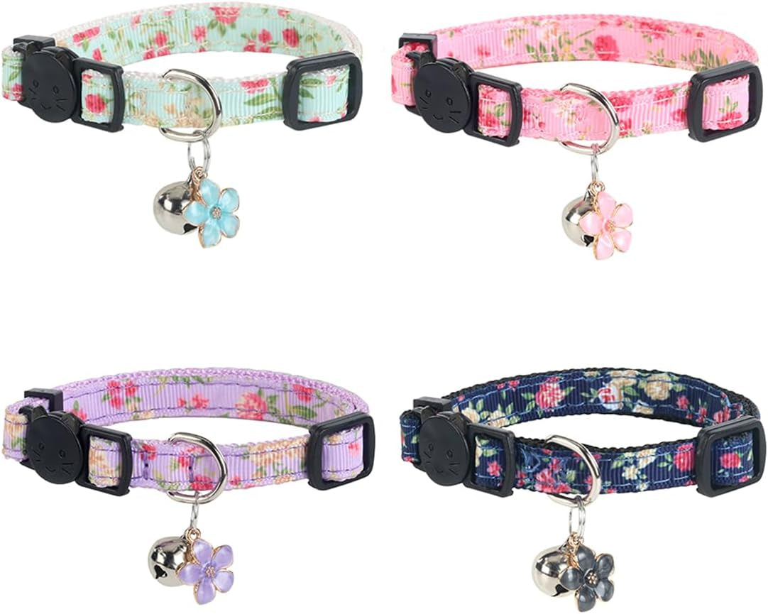 Cat Collars with Bells, Breakaway Kitten Collar, Cute Kitty Collar in 4 Pack, Pet Supplies Accessories