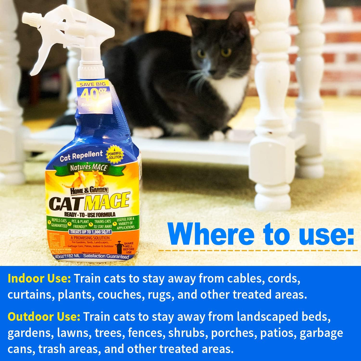 Nature’S MACE Cat MACE, Cat Repellent Spray, 1 Gallon, Keep Cats Out of Your Lawn and Garden, Cat Repellent Outdoor to Keep Cats Away, Indoor, Safe to Use around People, Pets, & Plants