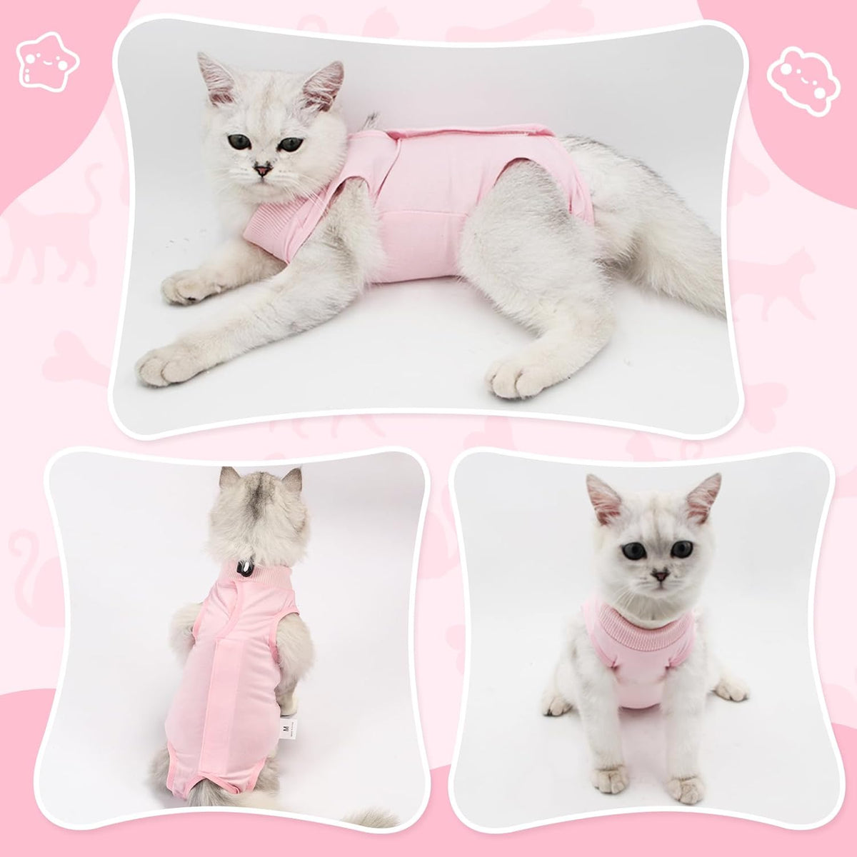 Cat Recovery Suit for Abdominal Wounds or Skin Diseases, Cat Onesie for Cats after Surgery Female Kitten Recovery Suit, Breathable E-Collar Alternative for Cats after Spay anti Licking Wounds