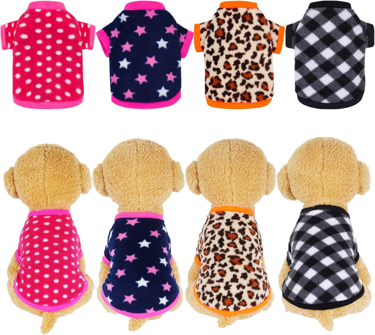 4 Pieces Dog Fleece Sweaters Puppy Warm Sweater Doggie Sweatshirt Soft Fleece Dog Pajamas Puppy Clothes Winter Dog Outfits for Small Puppy Dog Cat Pets (X-Small)