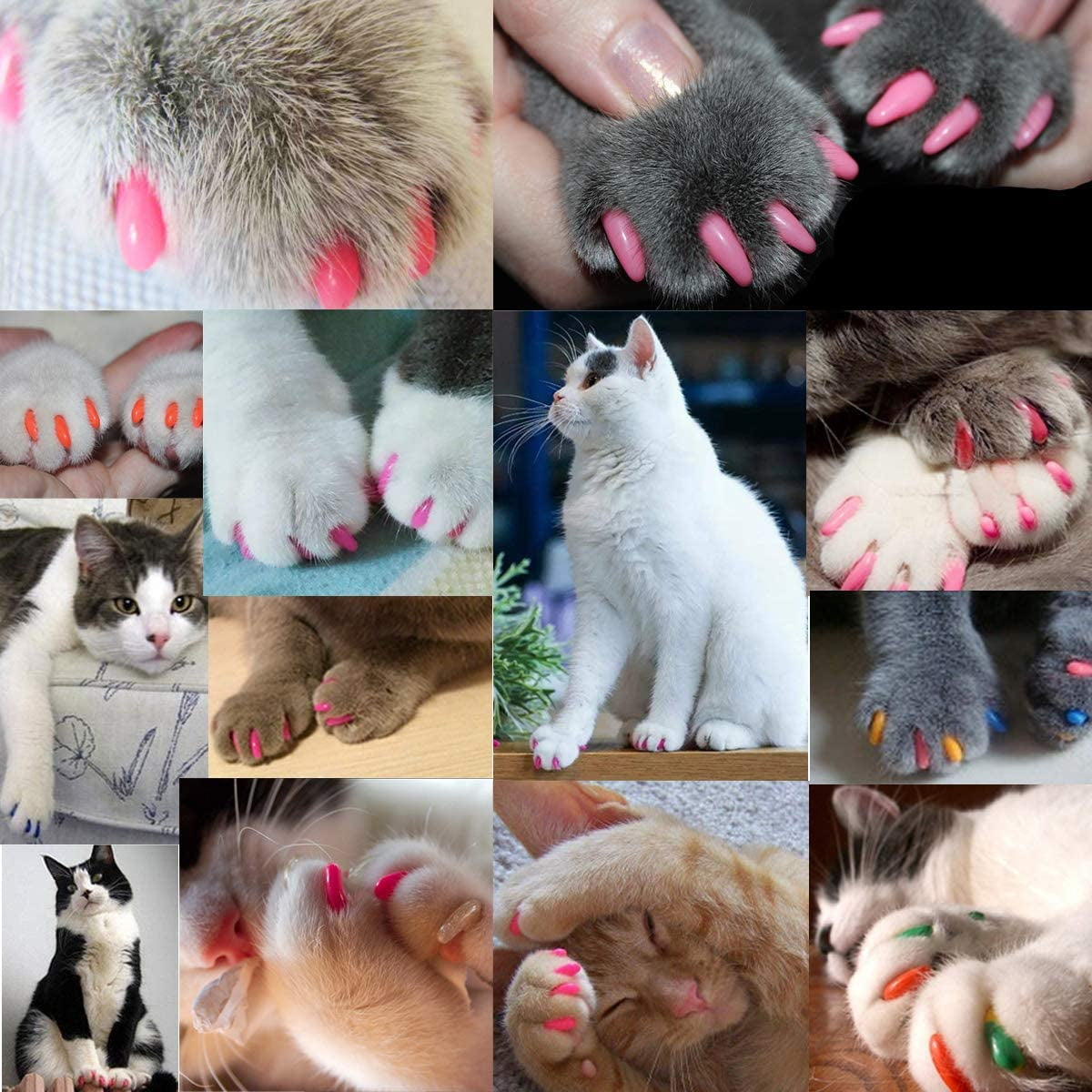 140Pcs (14 Colors) Cat Nail Caps, Cat Claw Covers Cat Nail Covers with Adhesives and Applicators (Medium)