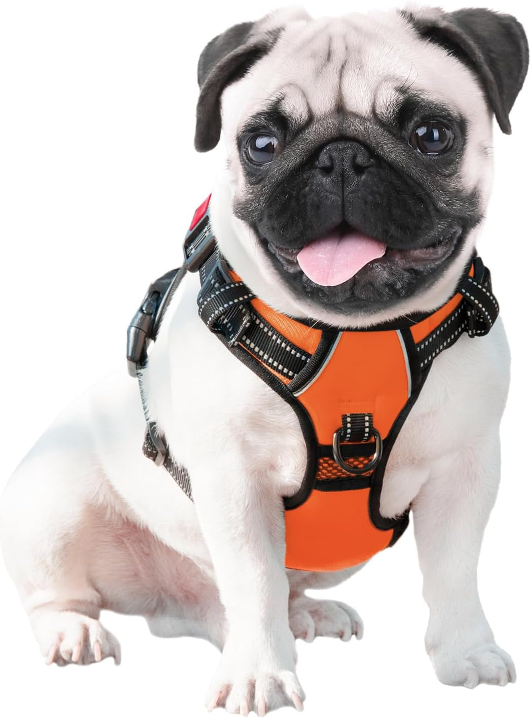 Reflective Dog Harness Large Breed Adjustable No Pull Vest with with Handle 2 Metal Rings 3 Buckles [Easy to Put on & Take Off](L, Orange)