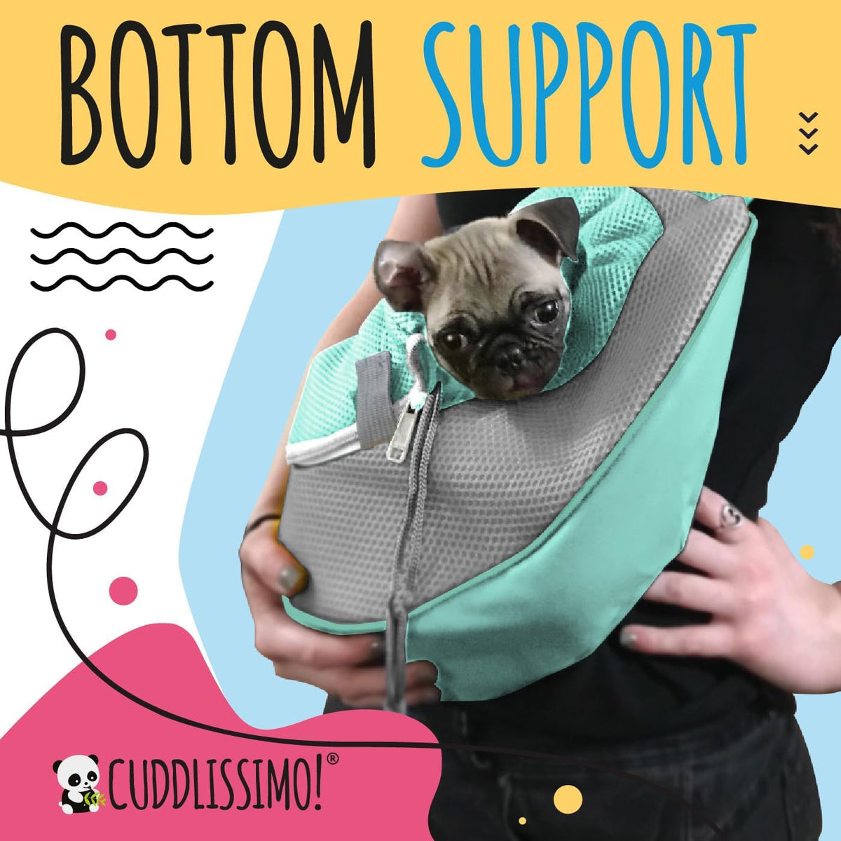 Pet Sling Carrier - Small Dog Puppy Cat Carrying Bag Purse Pouch - for Pooch Doggy Doggie Yorkie Chihuahua Baby Papoose Bjorn-Travel Front Backpack Chest Body Holder Pack to Wear (Teal-S)