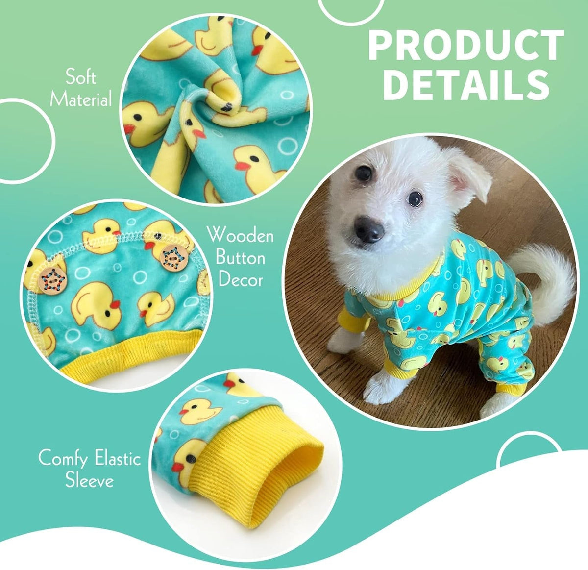 Dog Pajamas Yellow Ducks Dog Onesie Soft Dog Costume Dog Body Suits after Surgery Dog Coat Dog Clothes Cat Clothes Dog Surgery Recovery Suit Dog Pajamas for Small Dogs Small Dog Pajamas