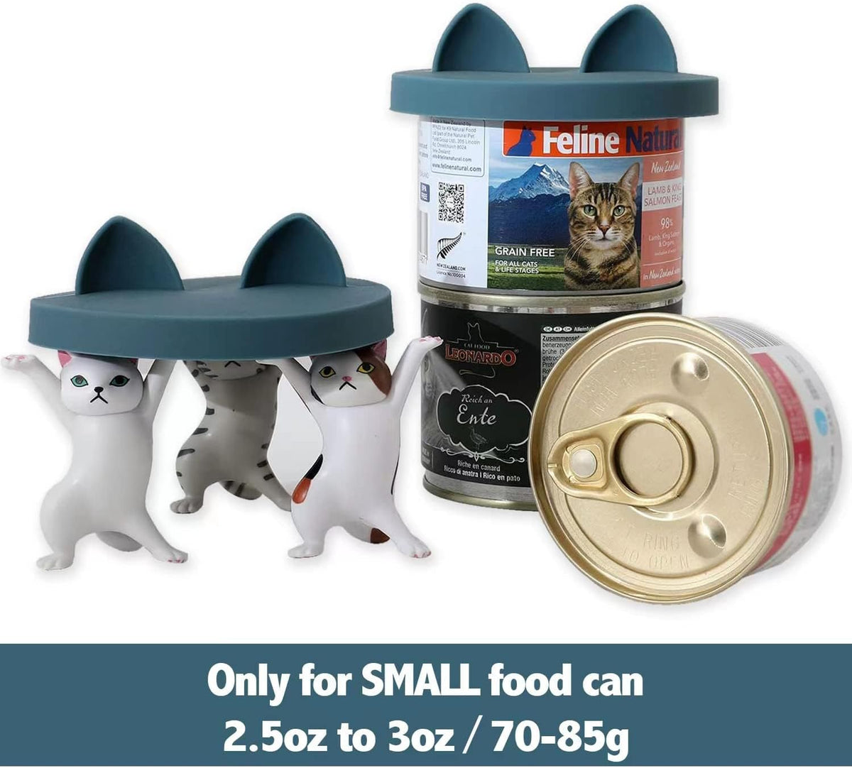 - 2 Pack Cat Food Can Lids, Small (3 Oz) Silicone Can Covers for Pet Food Cans 2.5 Oz Cat Food Cans, Dark Blue