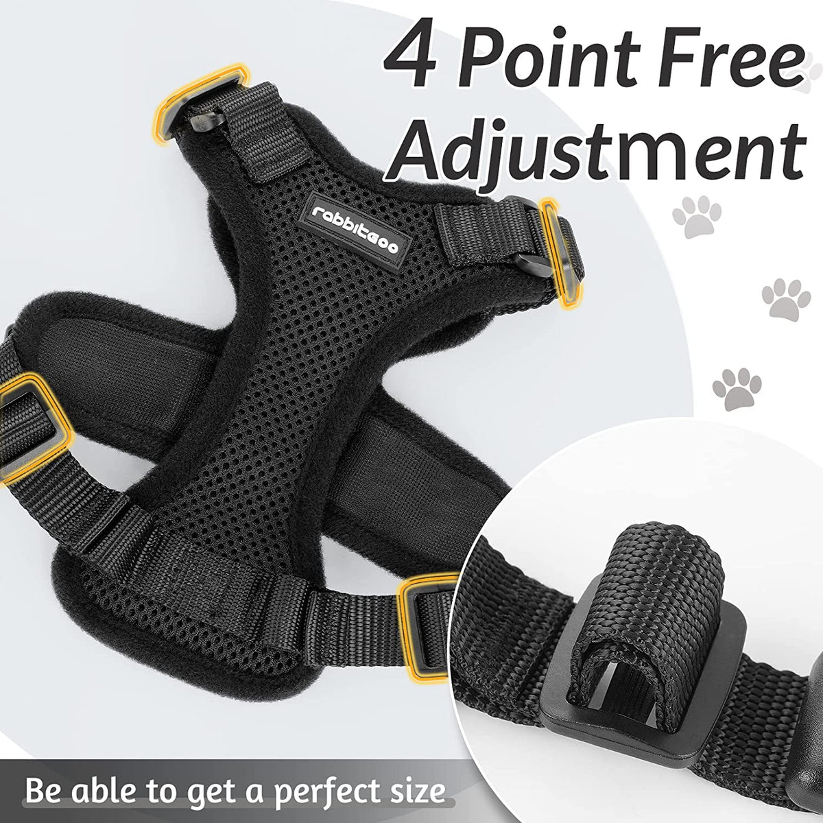 Cat Harness and Leash for Walking, Escape Proof Soft Adjustable Vest Harnesses for Cats, Easy Control Breathable Reflective Strips Jacket, Black, XS