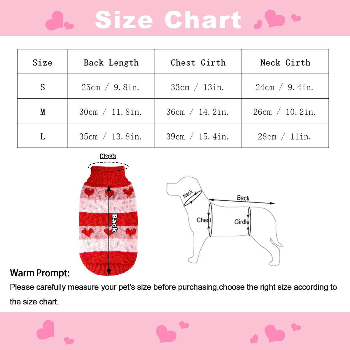 Dog Heart Knitted Sweater Warm Pet Dog Clothes Winter Dog Outfits for Small Puppy Cat Pets (Red, M)