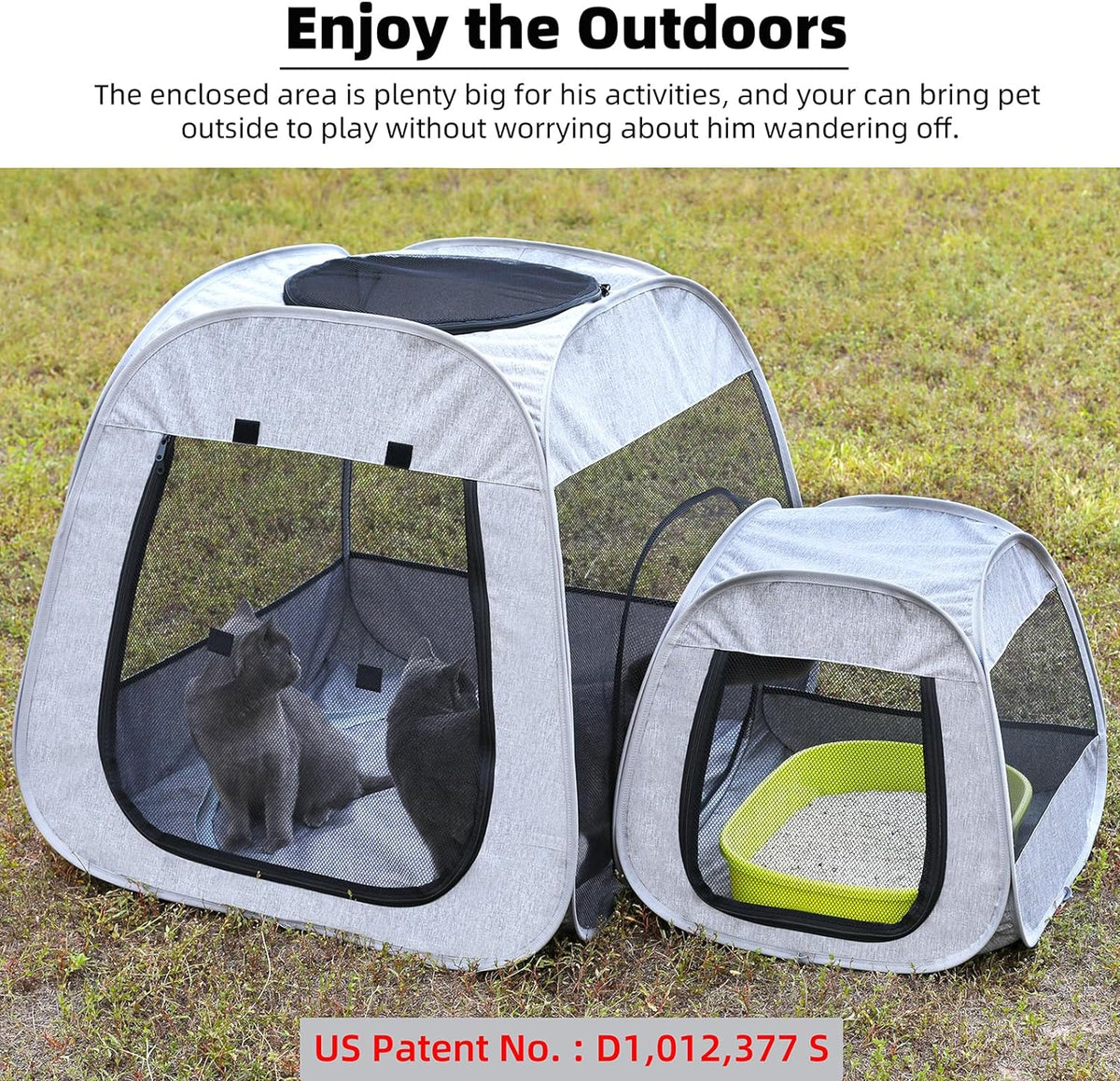 Portable Cat Playpen, Trapezoidal Design for Better Standing, Foldable Pet Tent for Indoor and Outdoor Use of Kitten and Puppy, Dog Play Enclosure, Cat Houses & Condos