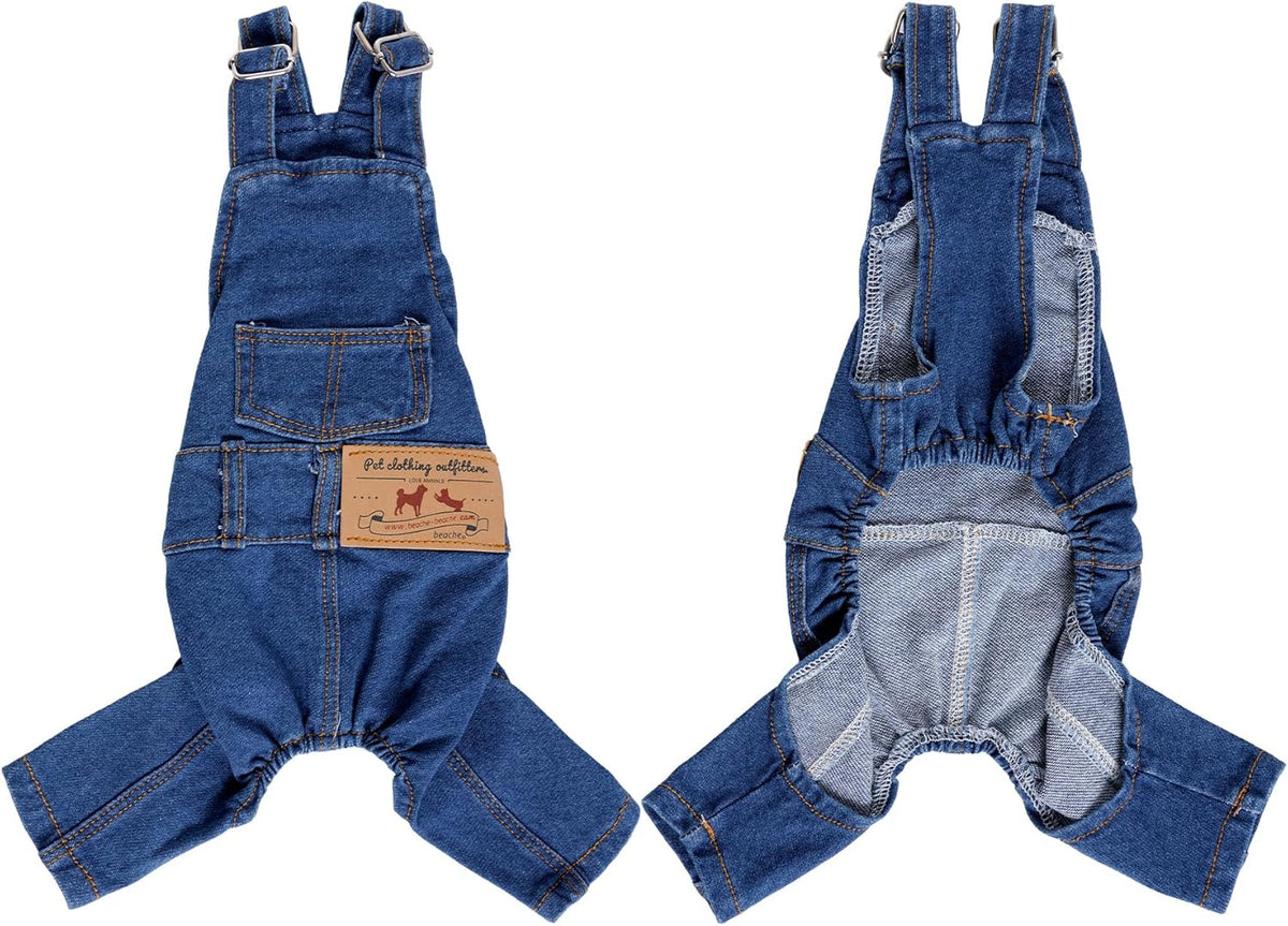 1 Piece of Dog Denim Shirts Puppy Jean Jacket Sling Jumpsuit Costumes Pet Jean Overalls Dog Pants Outfits for Small Puppy Cat Pets (Blue, Large)