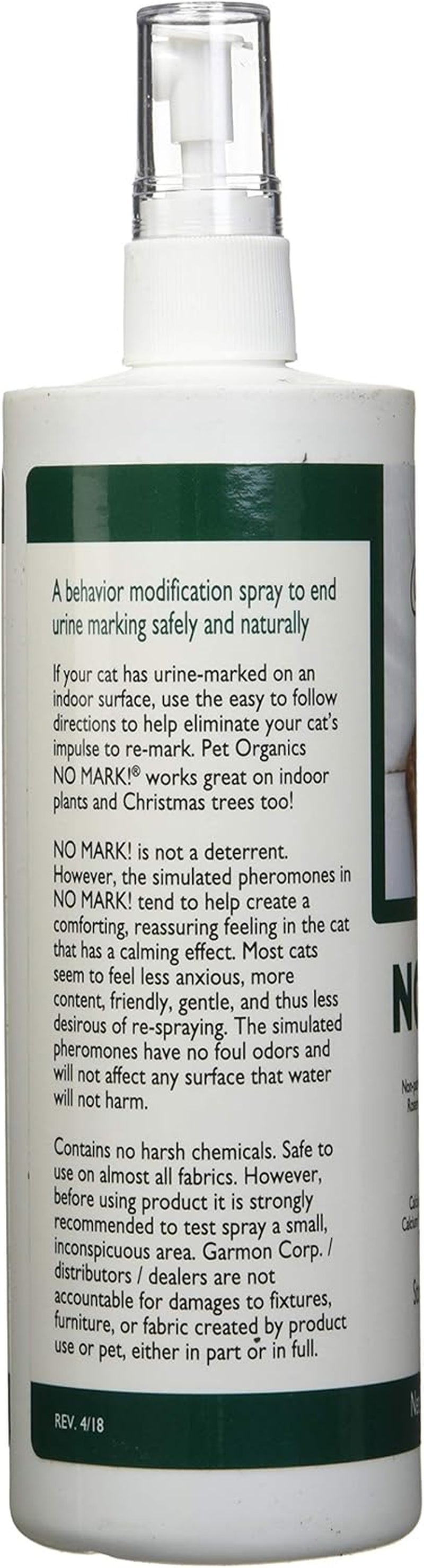 Pet Organics No Mark Cat Spray – Helps Deter Cats from Urine Marking – for Indoor/Outdoor Use, Housetraining – Simulated Pheromones, Mist Sprayer – 16 Fl. Oz.