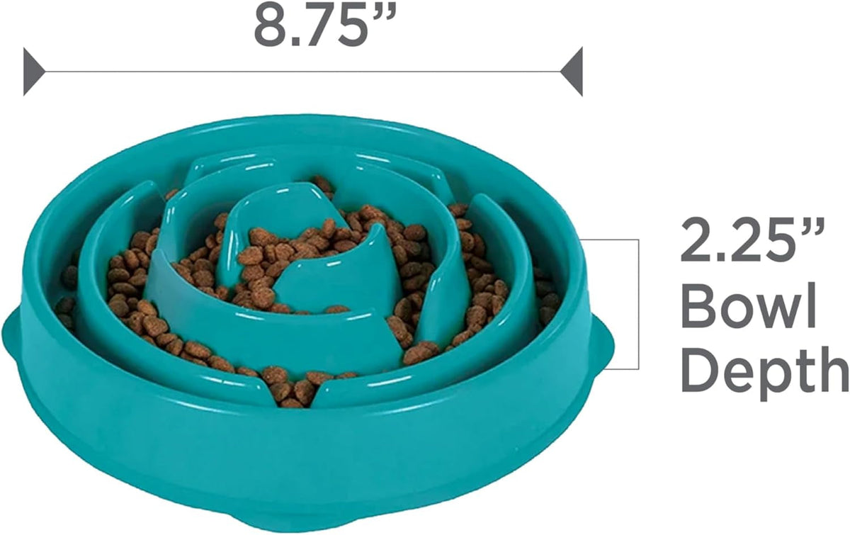 Fun Feeder Slo Bowl, Slow Feeder Dog Bowl, Medium/Mini, Turquoise