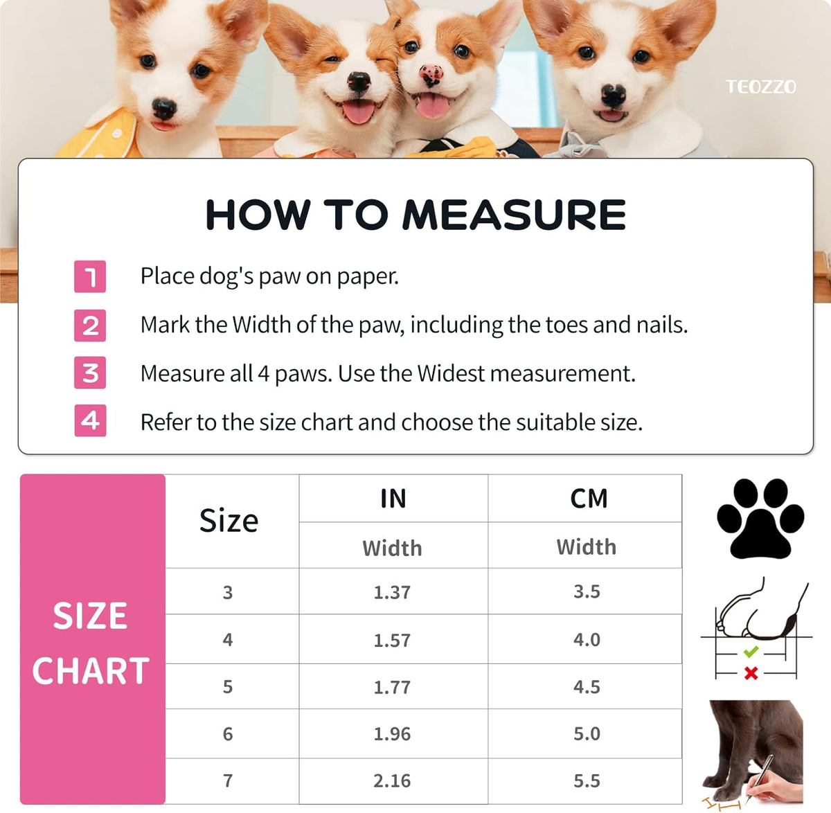 Dog Shoes for Hot Pavement, Anti-Slip Sole Dog Boots & Paw Protector Dog Booties with Reflective Straps Dog Shoes for Small Medium Dogs 4PCS Pink 3