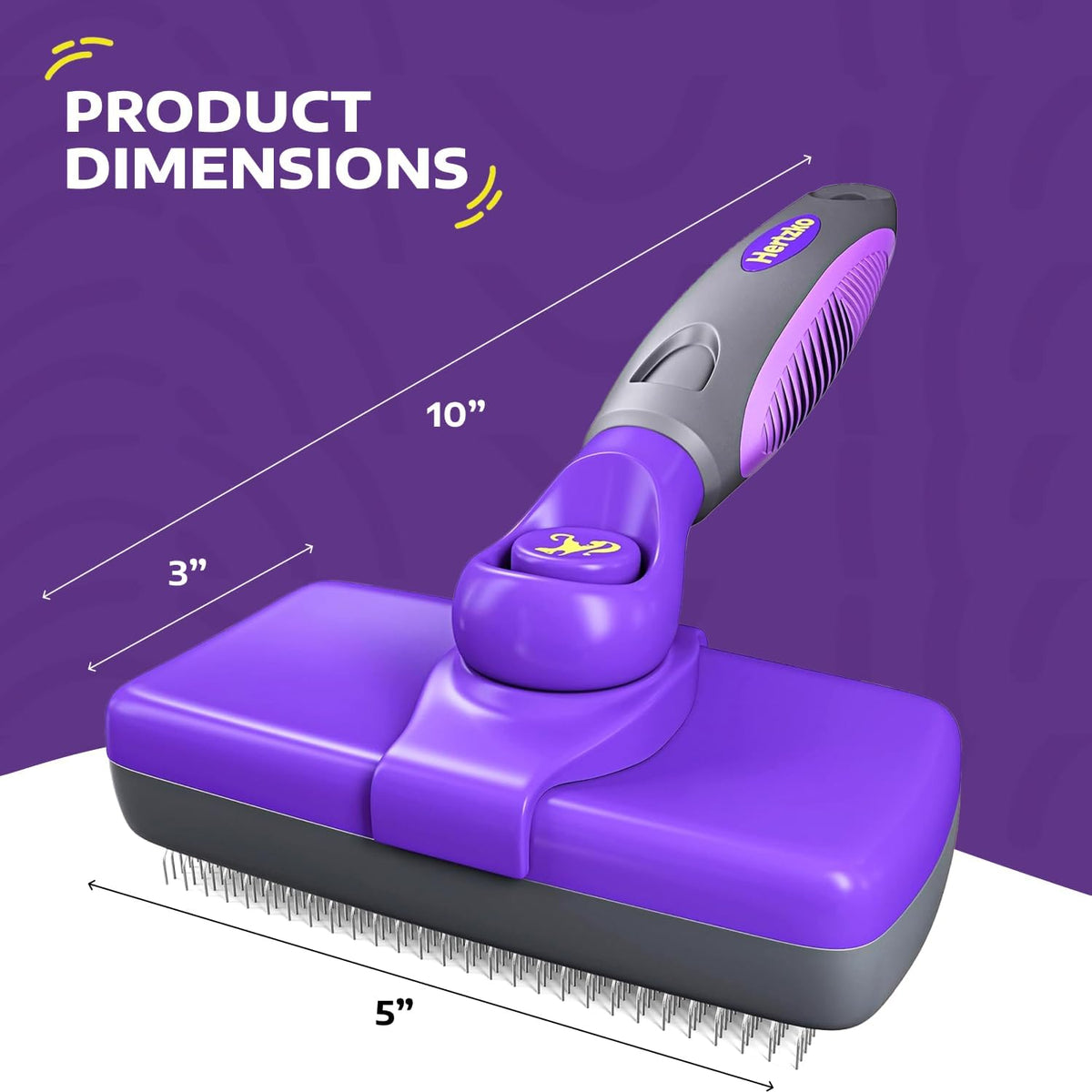 Self Cleaning Slicker Brush for Dogs and Cats - Pet Hair Brush for Shedding Long and Short Hair - Grooming Brush with Easy Clean Retractable Bristles - Cat and Dog Grooming Tool - Purple