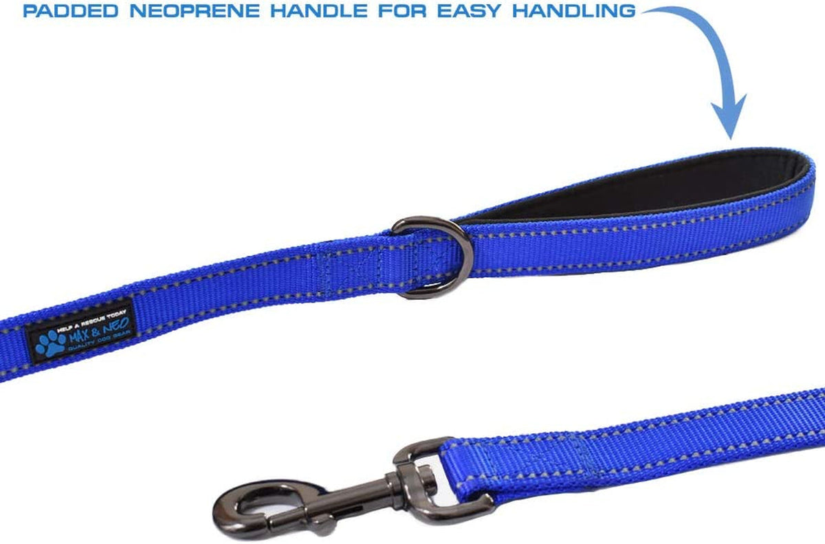 Double Handle Traffic Dog Leash Reflective - We Donate a Leash to a Dog Rescue for Every Leash Sold (Blue, 6 FT)