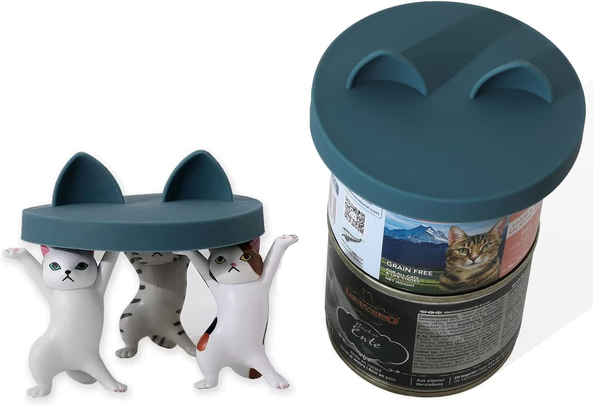 - 2 Pack Cat Food Can Lids, Small (3 Oz) Silicone Can Covers for Pet Food Cans 2.5 Oz Cat Food Cans, Dark Blue