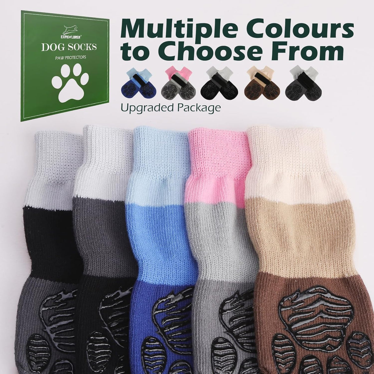 anti Slip Dog Socks to Prevent Licking Paws, Dog Boots & Paw Protectors with Grippers for Winter, Dog Booties for Hardwood Floors, Dog Shoes for Small Medium Large Senior Dogs, Balck XS