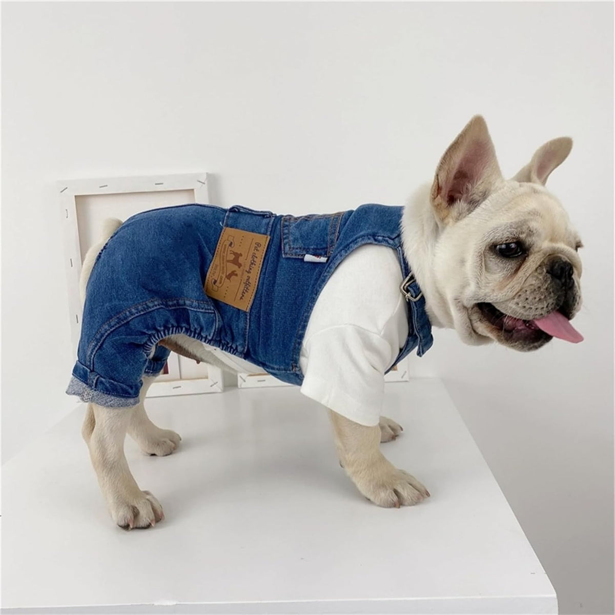 1 Piece of Dog Denim Shirts Puppy Jean Jacket Sling Jumpsuit Costumes Pet Jean Overalls Dog Pants Outfits for Small Puppy Cat Pets (Blue, Large)