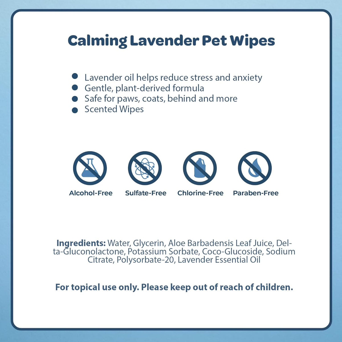 8" X 9" Pet Grooming Wipes for Dogs & Cats, 100 Pack, Plant-Based Deodorizer for Coats & Dry, Itchy, or Sensitive Skin, Clean Ears, Paws, & Butt - Calming Lavender