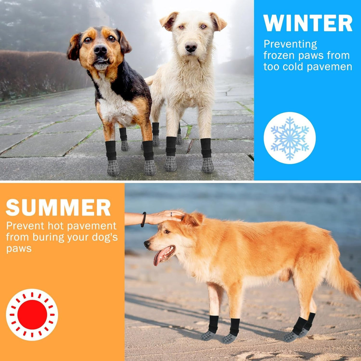 Dog Socks to Prevent Licking Paws for Hardwood Floors anti Slip, Dog Grippy Socks Shoes for Senior Small to Large Dogs, Dog Boots & Paw Protectors for Hot/Cold Scratching Pavement