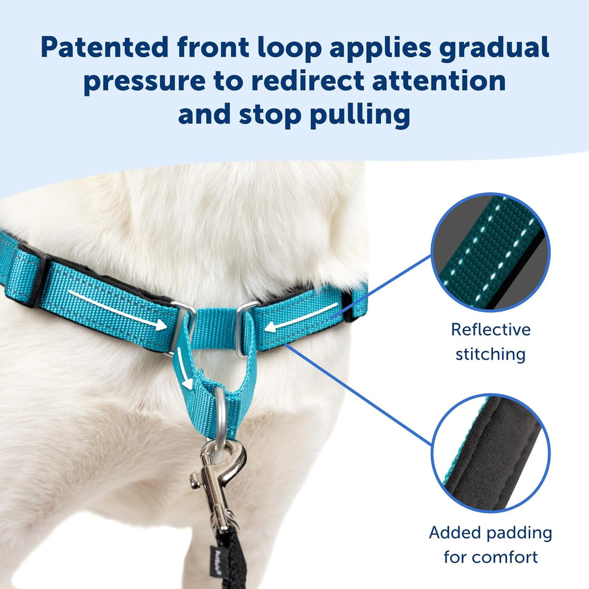 Easy Walk Deluxe Dog Harness, No Pull Dog Harness – Perfect for Leash & Harness Training – Stops Pets from Pulling and Choking on Walks – Large, Ocean