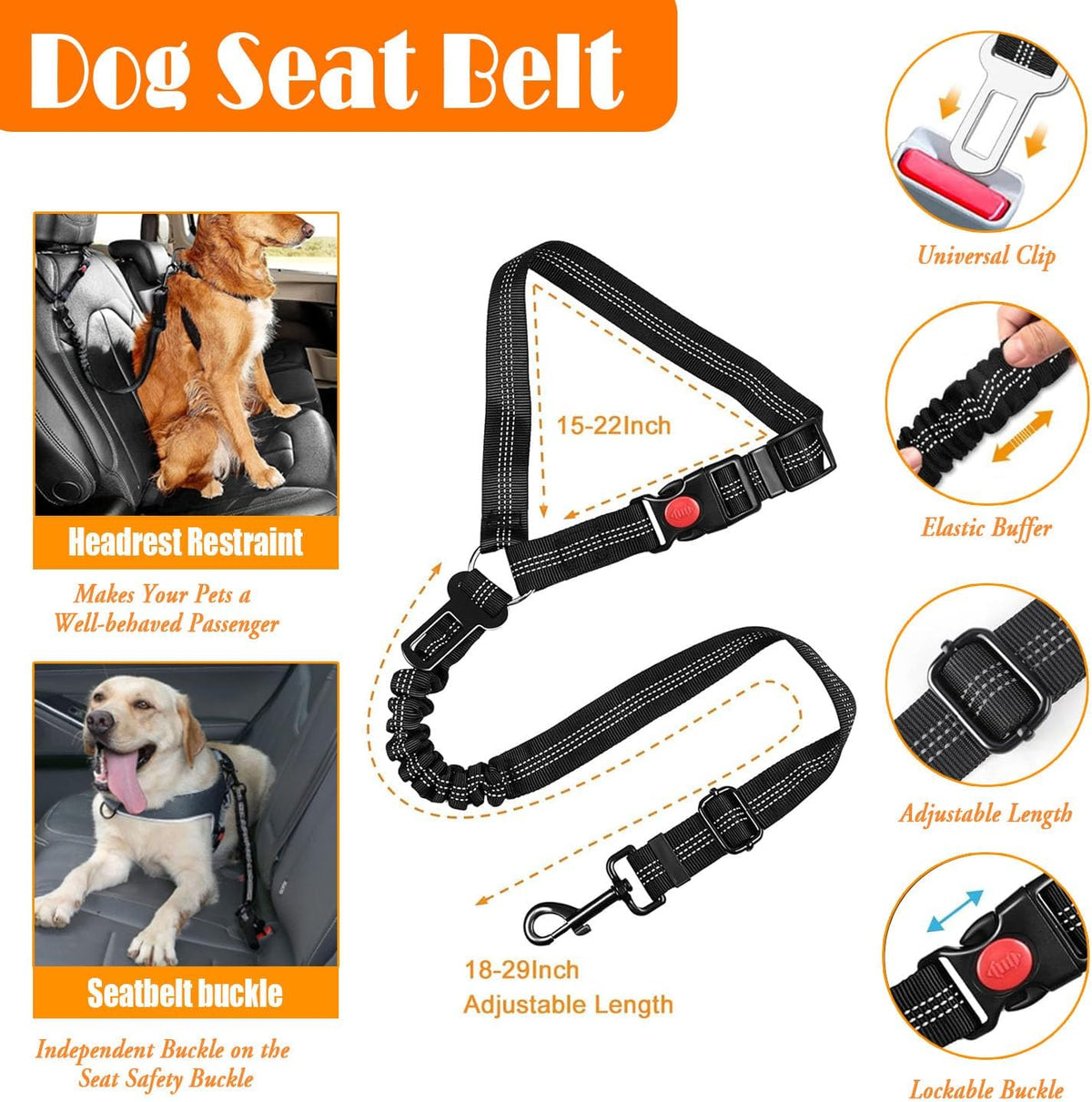 No Pull Dog Harness, Collar & Leash Set | Includes Dog Seat Belt, Collapsible Bowls & Poop Bag Dispenser. Ideal for Training, Walking, Hiking. Fits Small to Large Dogs(Pink-L)